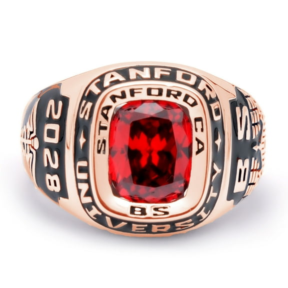 USA Jour Nouveau Jewelry Personalized Class Ring for Men, Customized Graduation Gift, Deluxe Men's Class Ring - Rose Gold Plated Sterling Silver