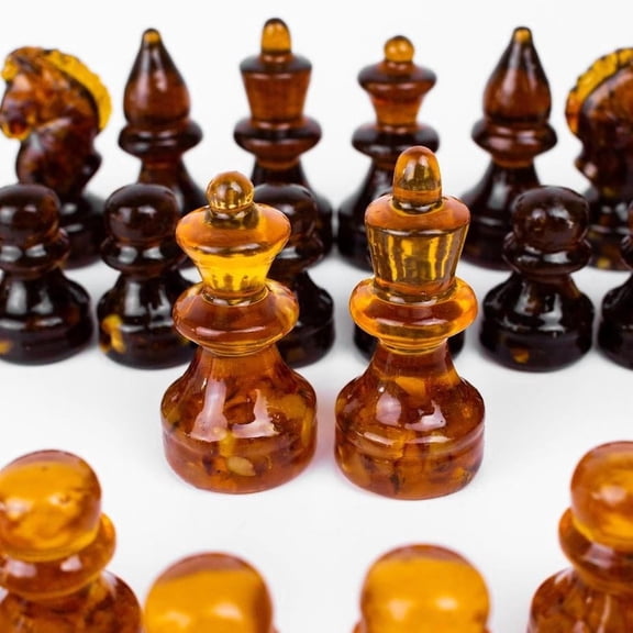 KIZIMA Handmade Baltic Amber Chess Piece, Honey & Tea Color, Collectible Gift, Made in USA