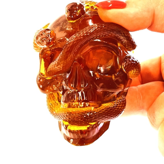 KIZIMA Handmade Baltic Amber Snake Figurine, 2025 Trend Collectible Decor, Made in USA