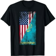 AALUCKYFIVE USA Kazakhstan Flags - United States of America, Kazakhstani T-Shirt