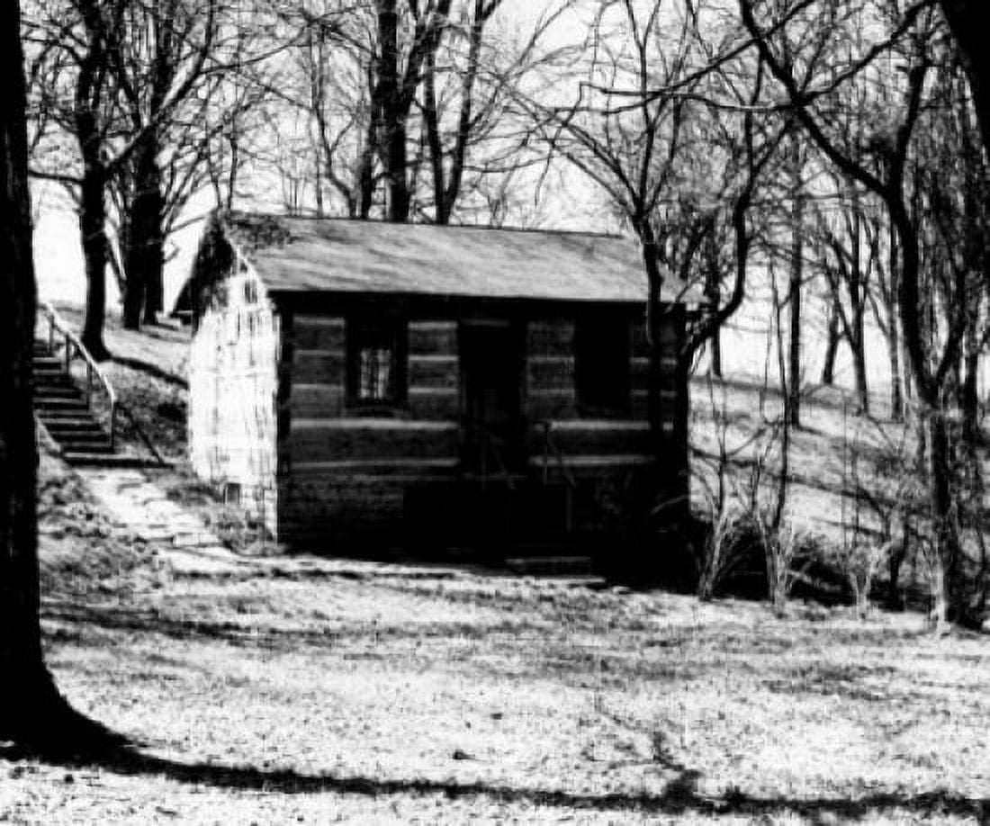 USA Kentucky Bardstown My Old Kentucky Home State Park log cabin in forest replica of Judge John Rowans law office Canvas Art - (24 x 36)