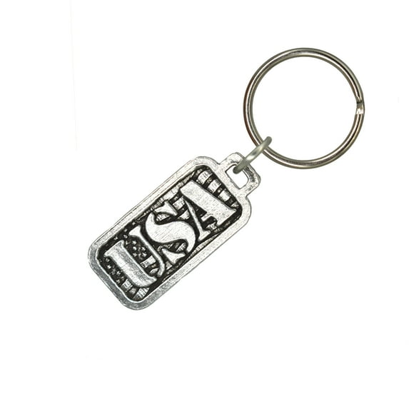 USA Keychain, Patriot, America, United States, Veteran, Key Fob, Key Ring, Keys, Zipper Pull, Luggage Tag, Backpack, Pewter, Over 300 Keychains Designs, Handmade in the USA A1000KC
