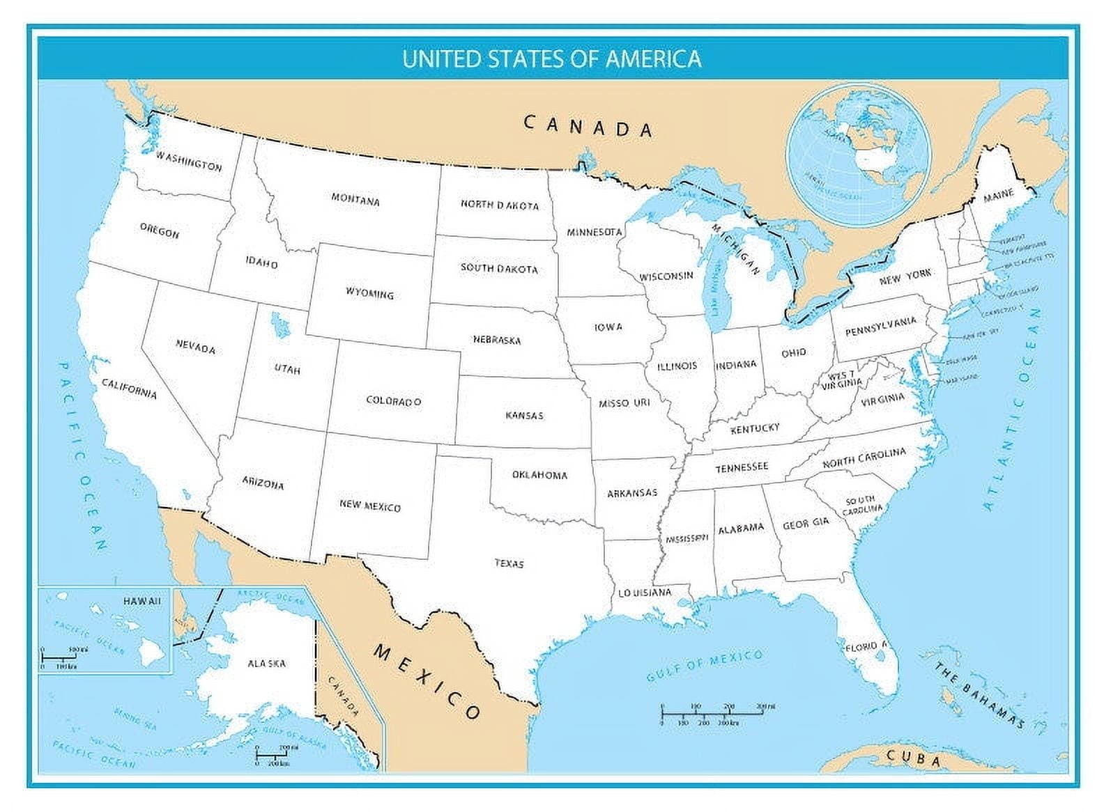 USA Labeled States Whole Map GLOSSY - USA Labeled States Whole Map GLOSSY POSTER PICTURE PHOTO PRINT BANNER CONVERSATIONPRINTS Dbd79353 7094 40f6 B1cc A4ea942834c3.1d33eb1292ed18ef9cbe3cf971981f99