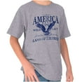 thumbnail image 1 of USA Land of the Free Patriotic Eagle Crewneck T Shirts Boy Girl Teen Brisco Brands S, 1 of 6