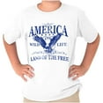 thumbnail image 1 of USA Land of the Free Patriotic Eagle Crewneck T Shirts Boy Girl Teen Brisco Brands S, 1 of 6
