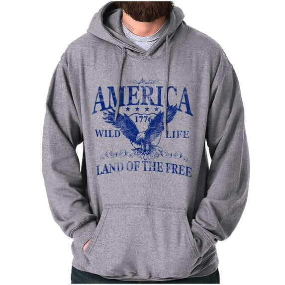 USA Land of the Free Patriotic Eagle Hoodie Sweatshirt Women Men Brisco Brands L