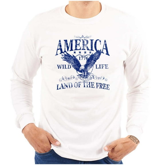 USA Land of the Free Patriotic Eagle Long Sleeve TShirt Men Women Brisco Brands S