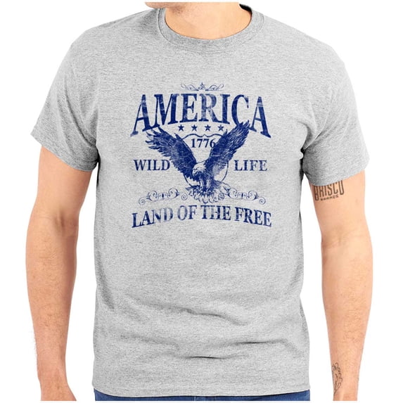 USA Land of the Free Patriotic Eagle Men's Graphic T Shirt Tees Brisco Brands S
