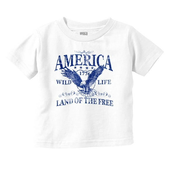 USA Land of the Free Patriotic Eagle Toddler Boy Girl T Shirt Infant Toddler Brisco Brands 18M