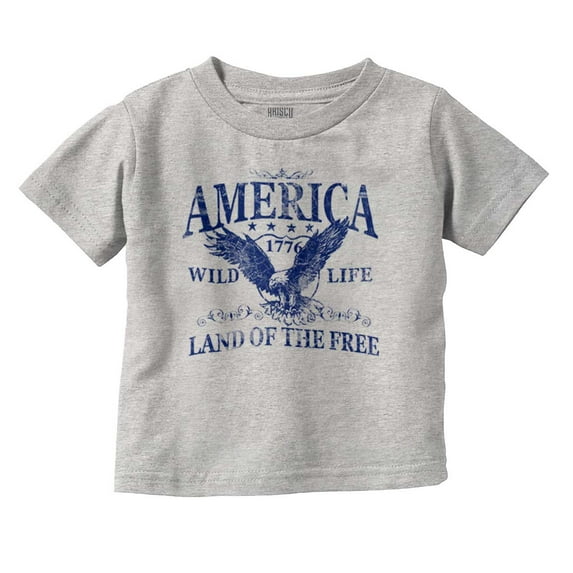 USA Land of the Free Patriotic Eagle Toddler Boy Girl T Shirt Infant Toddler Brisco Brands 18M