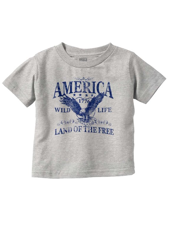 USA Land of the Free Patriotic Eagle Toddler Boy Girl T Shirt Infant Toddler Brisco Brands 24M