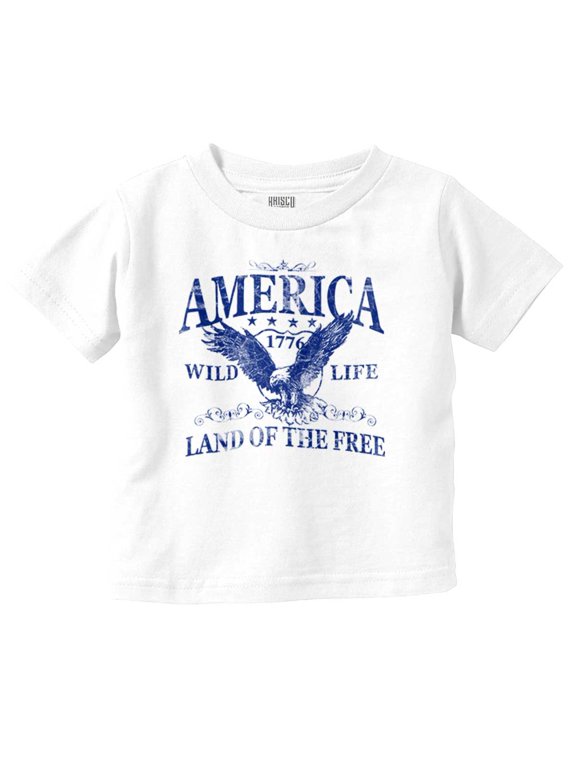 USA Land of the Free Patriotic Eagle Toddler Boy Girl T Shirt Infant Toddler Brisco Brands 3T