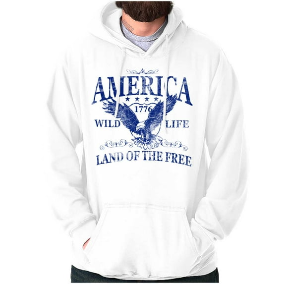 USA Land of the Free Patriotic Eagle Unisex Plus Fleece Graphic Hoodie Brisco Brands 3X