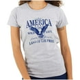 thumbnail image 1 of USA Land of the Free Patriotic Eagle Womens Slim Fit Graphic Tee Brisco Brands M, 1 of 6