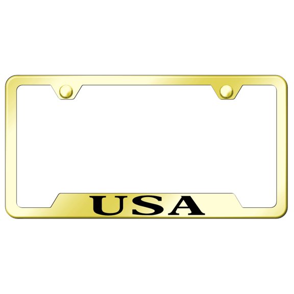 USA Laser Etched Logo Cut-Out License Plate Frame (Gold)