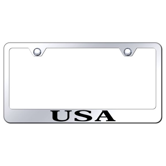 USA Laser Etched Logo Stainless Steel License Plate Frame (Chrome)
