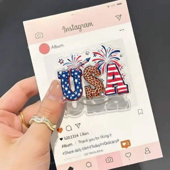 USA Leopard And American Flag Fireworks Phone Grip Patriotic 4th Of July Independence Day Red White