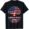 thumbnail image 1 of USA & Liberia Flag apparel American Grown Liberian Root T-ShirtMen's and women's gift, black and white T-shirt, size: Extra large S-4XL, 1 of 4