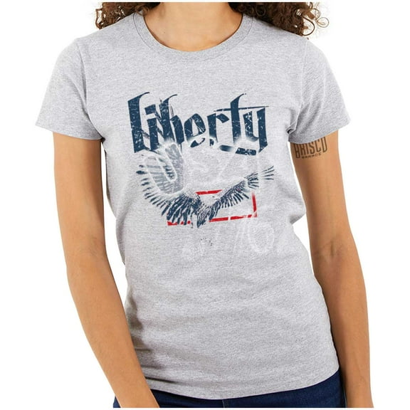 USA Liberty American Bald Eagle Womens Slim Fit Graphic Tee Brisco Brands S