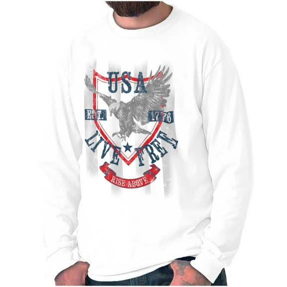 USA Live Free American Bald Eagle Long Sleeve TShirt Men Women Brisco Brands X