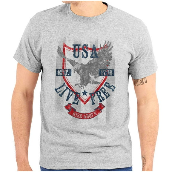 USA Live Free American Bald Eagle Men's Graphic T Shirt Tees Brisco Brands X
