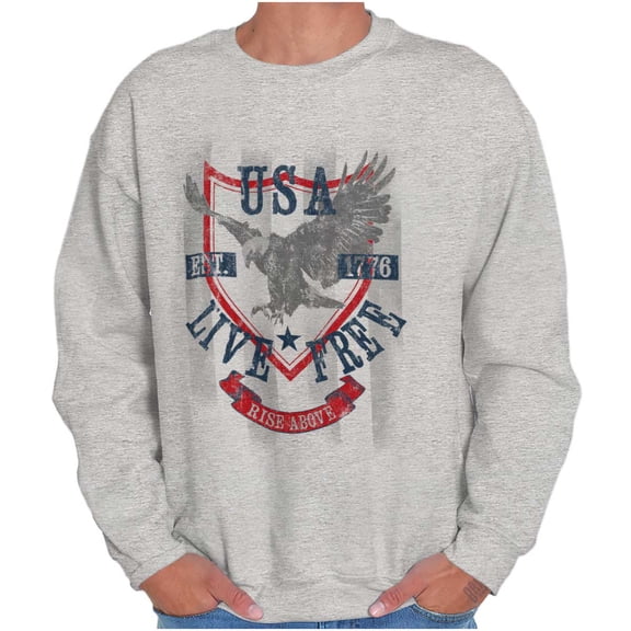 USA Live Free American Bald Eagle Unisex Plus Fleece Graphic Sweatshirt Brisco Brands 2X
