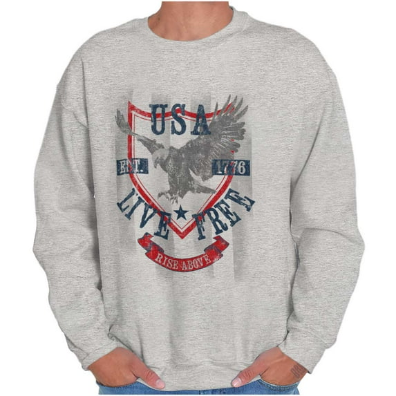 USA Live Free American Bald Eagle Unisex Plus Fleece Graphic Sweatshirt Brisco Brands 2X