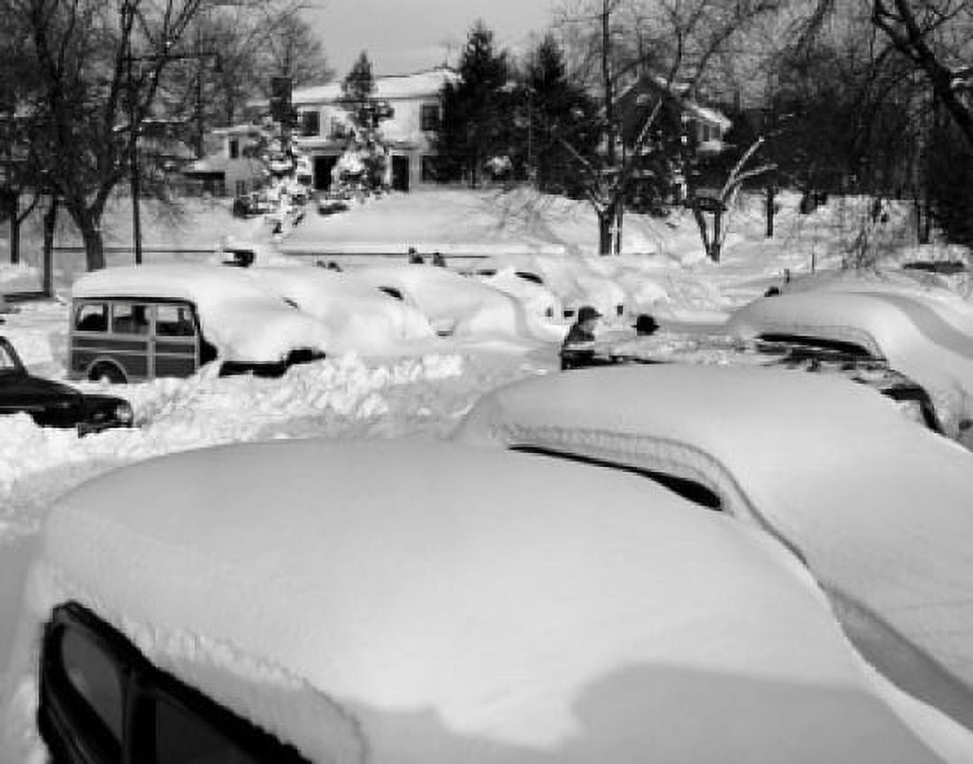 USA Long Island Flushing cars buried in snow at great snow storm of December 26th 1947 Canvas Art - (24 x 36)