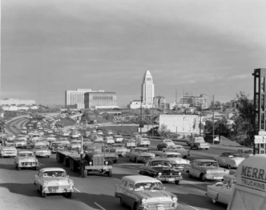 USA Los Angeles Freeway at Civic Center Canvas Art -  (24 x 36)