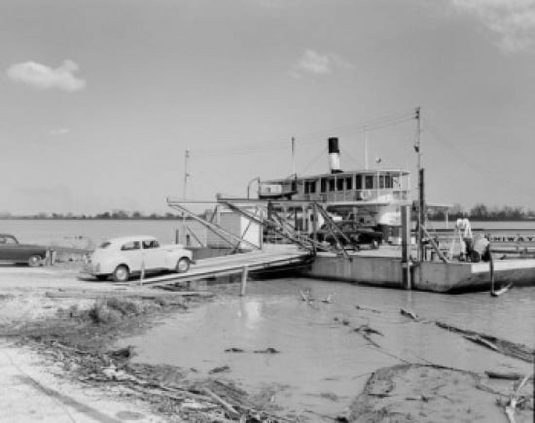 USA Louisiana Lutcher car entering ferry Canvas Art -  (18 x 24)