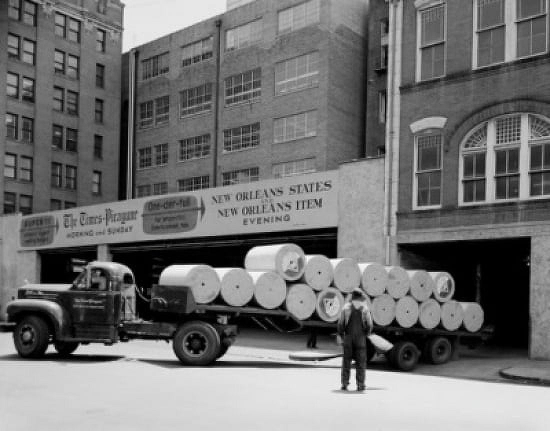 USA Louisiana New Orleans Load of rolls of newsprint arrives at The Times-Picayune Canvas Art - (24 x 36)