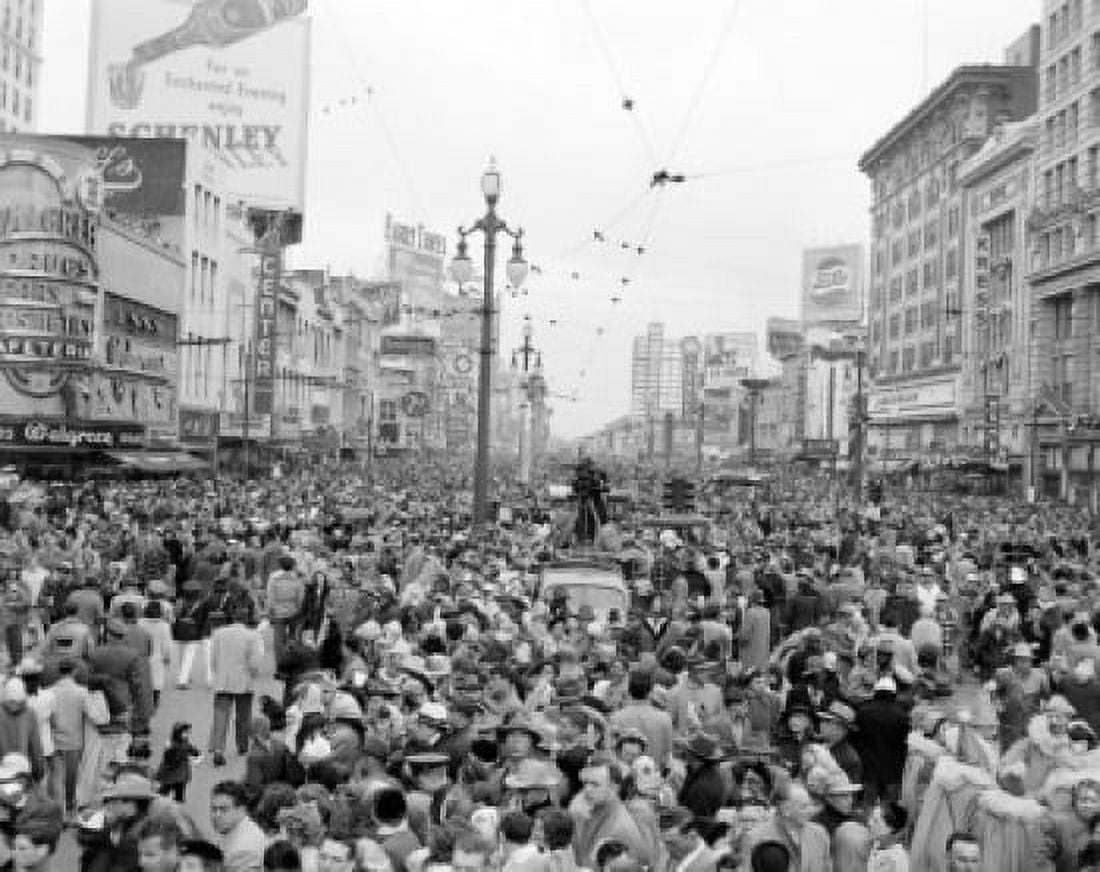 USA Louisiana New Orleans Mardi Gras crowd on Canal Street Canvas Art - (24 x 36)