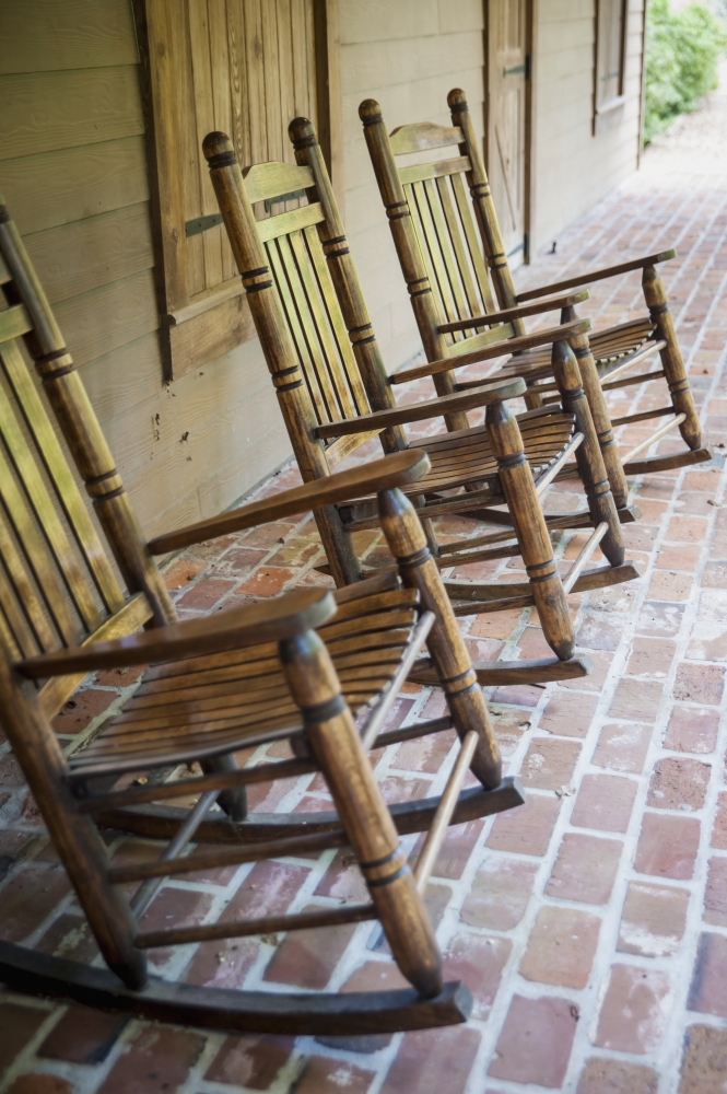 USA Louisiana Rocking chairs in Oakley Plantation Audubon State Canvas Art - Dosfotos Design Pics (12 x 19)