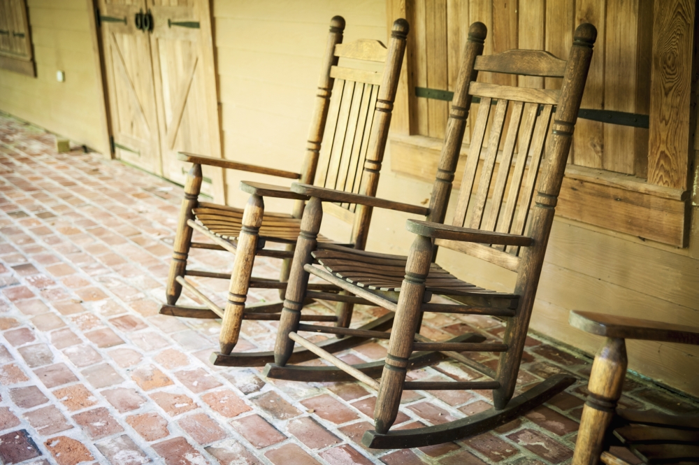USA Louisiana Rocking chairs in Oakley Plantation Audubon State Canvas Art - Dosfotos Design Pics (19 x 12)