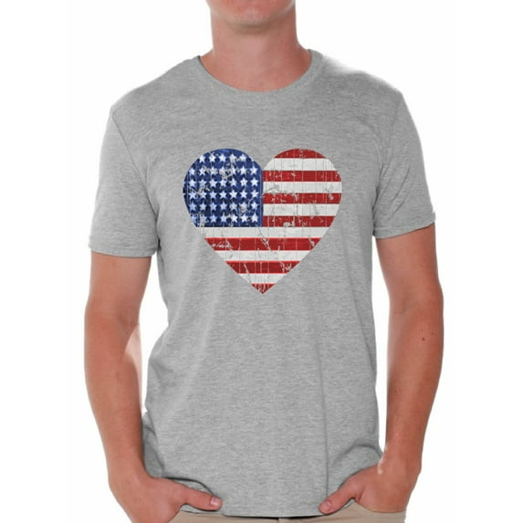 USA Love Tee for Men - Graphic Tshirts - American Flag Patriotic 4th of July Party