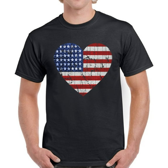 USA Love Tee for Men - Graphic Tshirts - American Flag Patriotic 4th of July Party