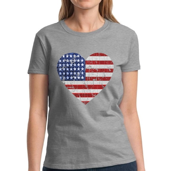 USA Love Tee for Women - Graphic Tshirts - American Flag Patriotic 4th of July Party
