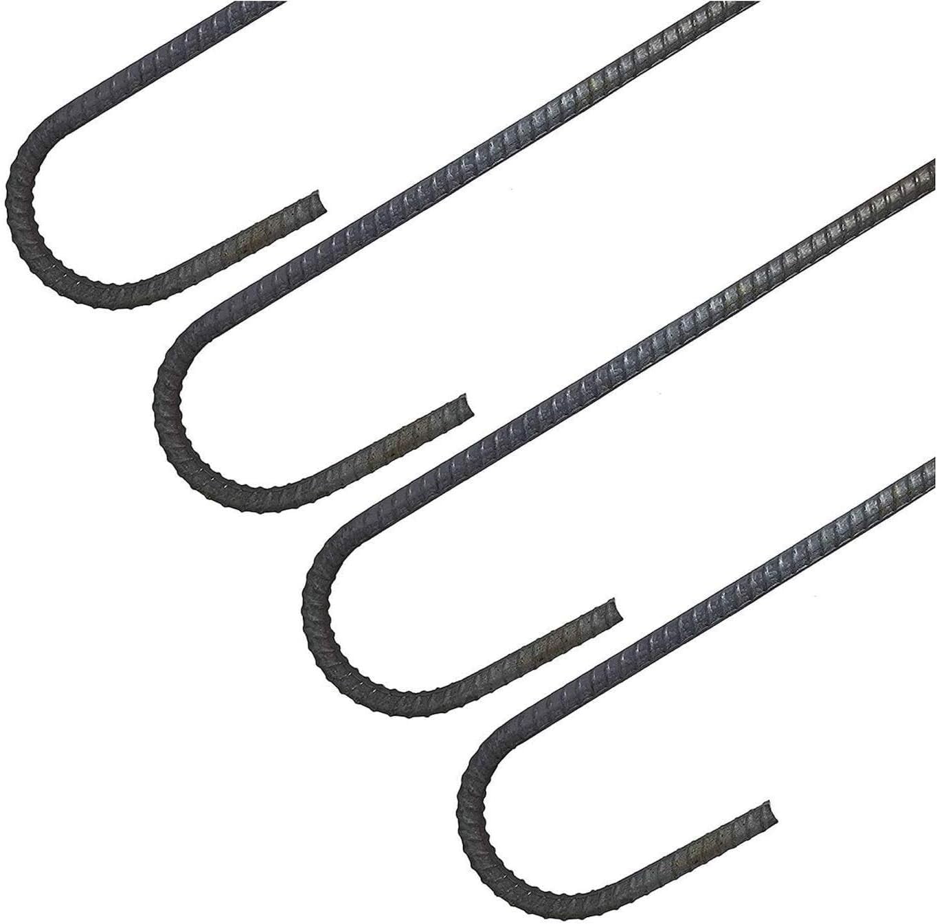 USA MADE (10-Pack) 3.5" Bend : 12" Curved Steel Rebar Ground Stakes J Hook - Heavy Duty 12" Hard Soil, Fence, Landscape, Deer Fence, Tent, Camping, Irrigation etc. (Fits 3" Pipe)