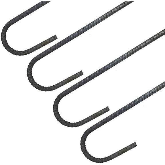 USA MADE (10-Pack) 3.5" Bend : 12" Curved Steel Rebar Ground Stakes J Hook - Heavy Duty 12" Hard Soil, Fence, Landscape, Deer Fence, Tent, Camping, Irrigation etc. (Fits 3" Pipe)