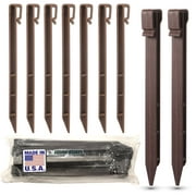 USA MADE - (25 PACK) Brown 10" Inch Heavy Duty Plastic Landscape Edging Stakes, Anchoring Spikes For Edging & Terrace Board (Fits Most Brands Dimex EasyFlex Master Mark) (25)