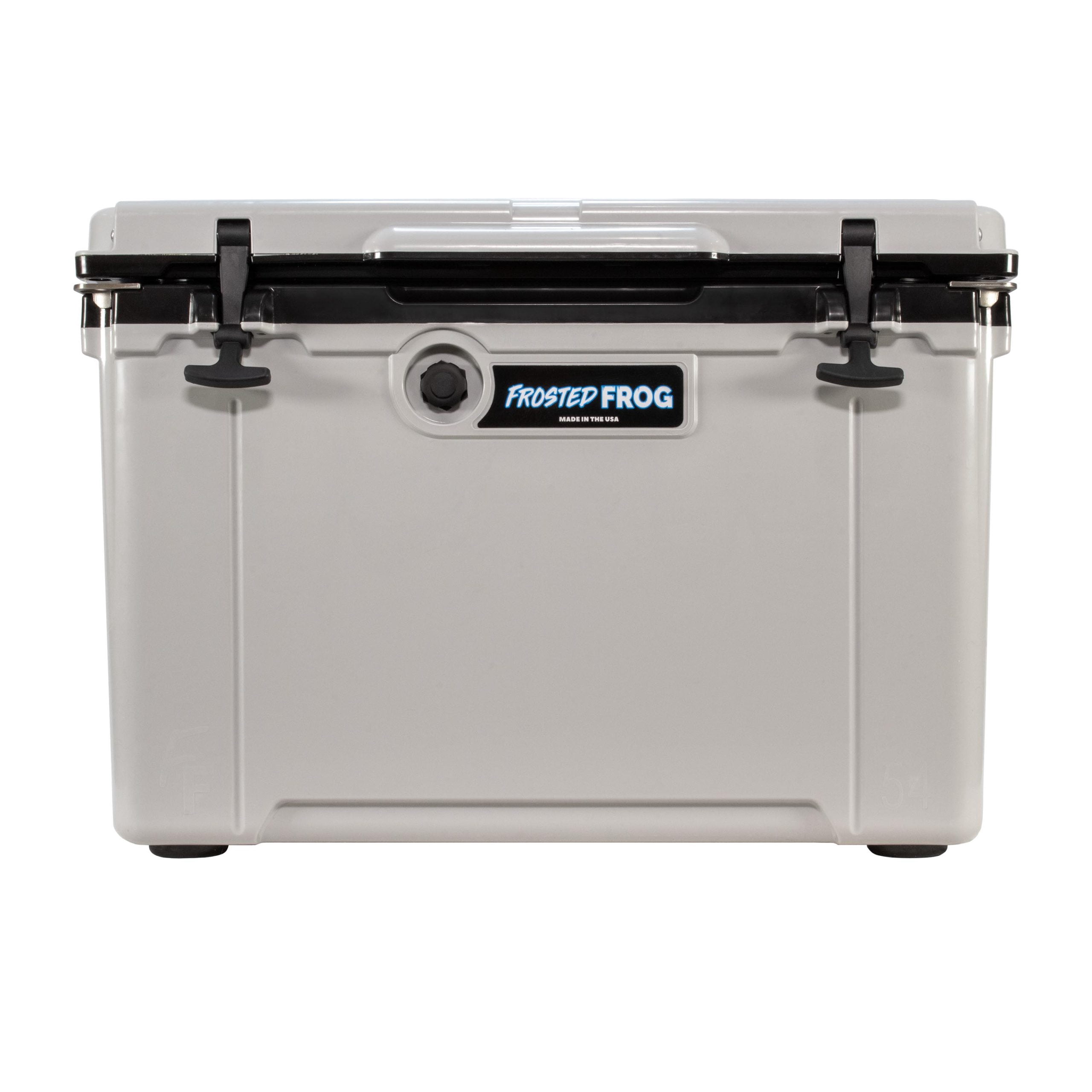 USA MADE Frosted Frog 54QT Gray and Black Cooler Hyper-Light Ice Chest with LED Light