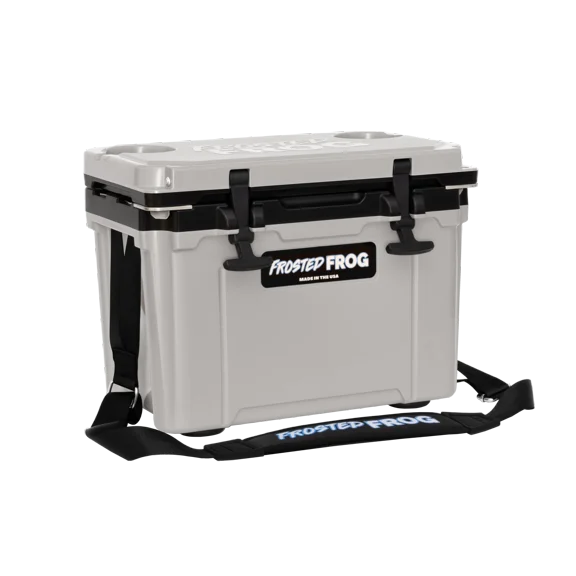 USA MADE Frosted Frog 14QT Gray and Black Cooler Hyper-Light Ice Chest with Carrying Strap