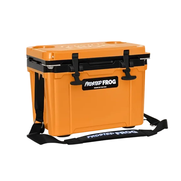 USA MADE Frosted Frog 14QT Orange and Black Cooler Hyper-Light Ice Chest with Carrying Strap