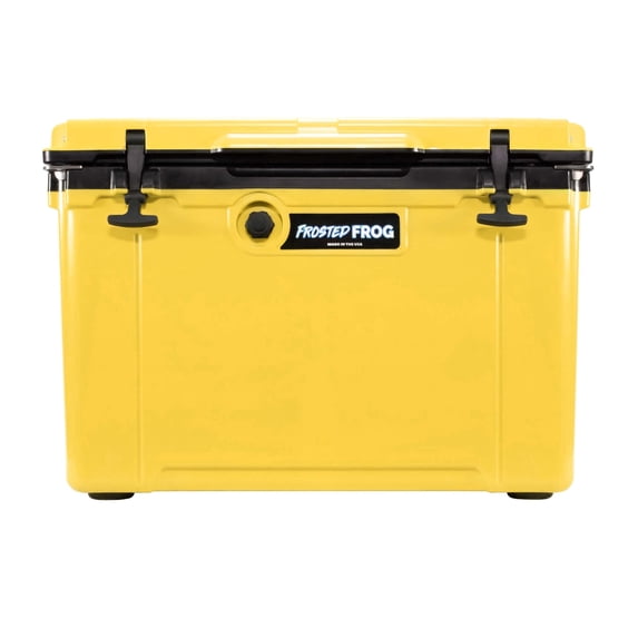 USA MADE Frosted Frog 54QT Yellow and Black Cooler Hyper-Light Ice Chest with LED Light