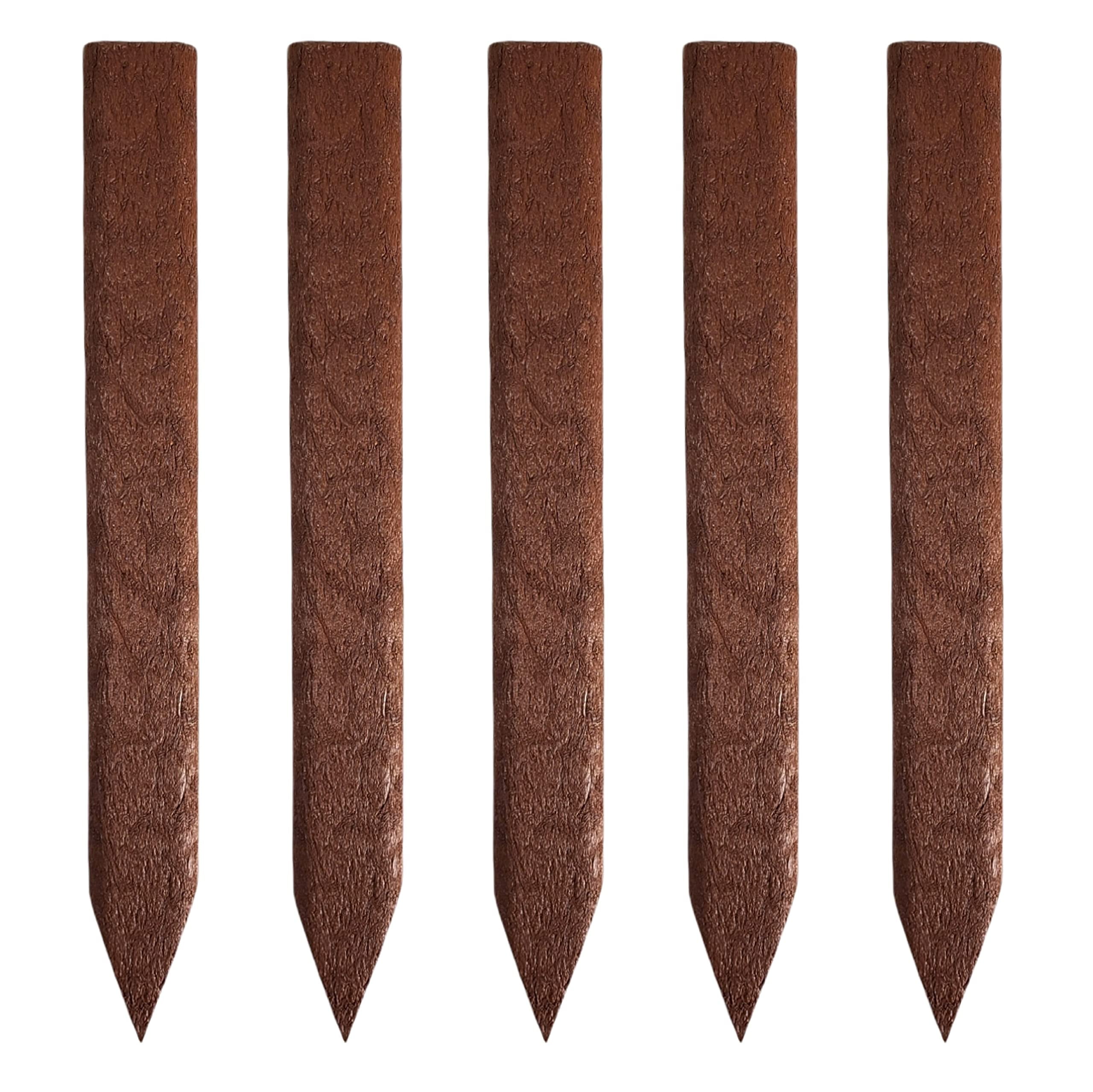 USA MADE - Heavy Duty, Brown Landscape Lawn & Garden Border Edging Stakes - Easy Install Terrace & Bender Board Pegs (Redwood)