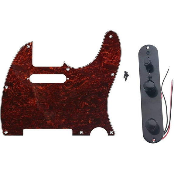 USA MIM Telecaster Pickguard and Loaded Control Plate Red Tortoise and Black