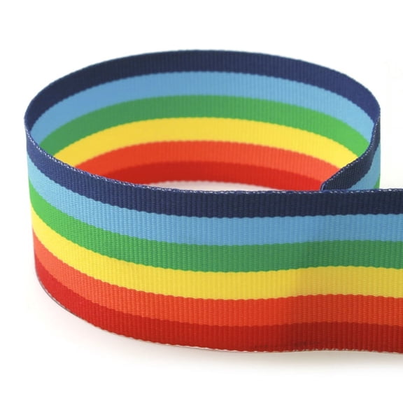 USA Made 1-3/8" Rainbow Striped Grosgrain Ribbon - 20 Yards