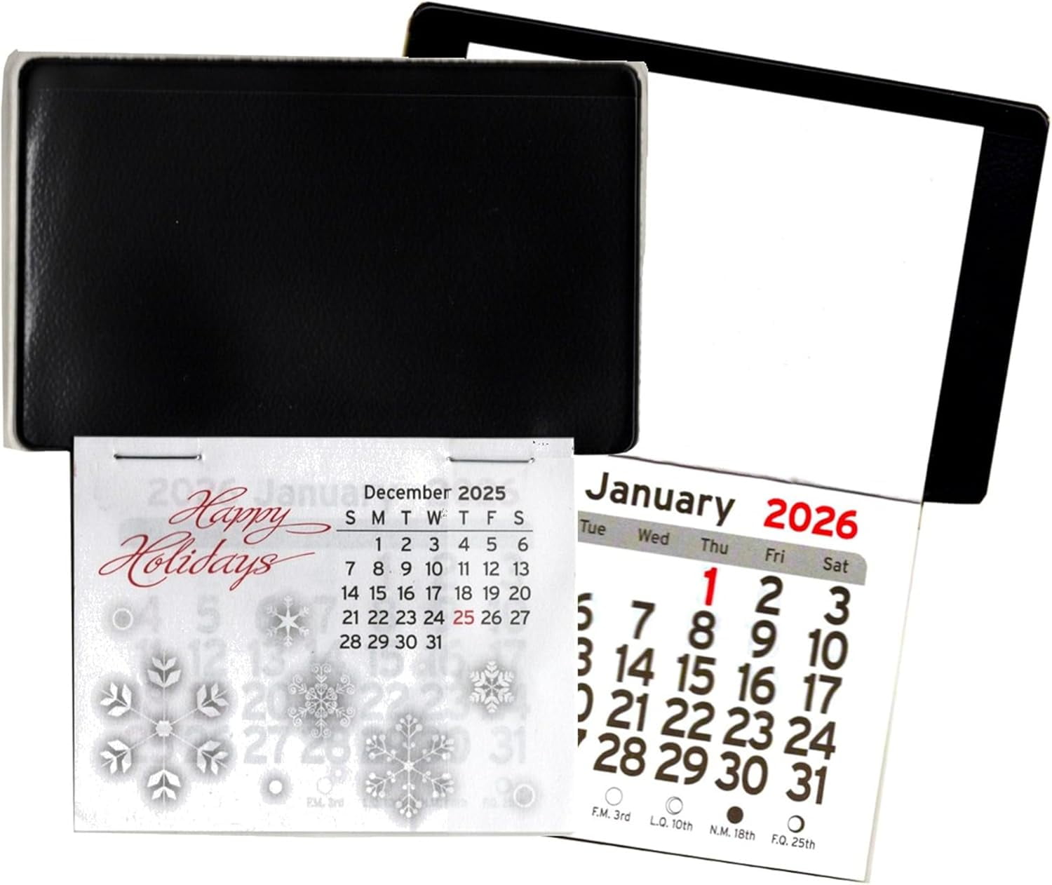 USA Made 2026 Peel and Stick Up Adhesive Business Card Auto Car Truck Calendar (Black, Set of 25)