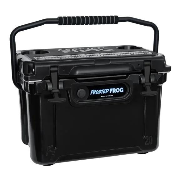 USA Made Frosted Frog Black 20 Quart Ice Chest Heavy Duty High Performance Roto-Molded Cooler