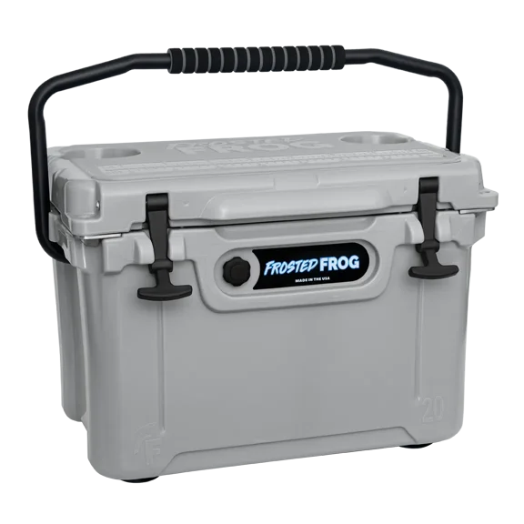 USA Made Frosted Frog Gray 20 Quart Ice Chest Heavy Duty High Performance Roto-Molded Cooler